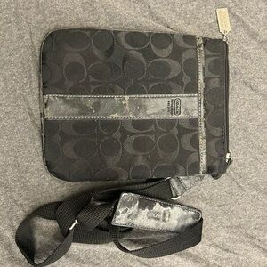 Coach Black and Gray Signature Messenger Bag